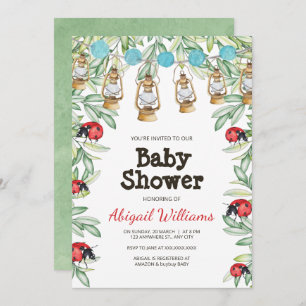 Lady Bug in Greenery Garden Baby shower Kaart