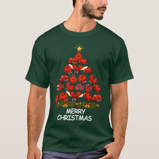 Lady Bug KerstVrije kerst retro T-shirt (Voorkant)