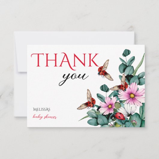 Lady bug kleine dame baby shower bedankkaart (Voorkant)