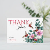 Lady bug kleine dame baby shower bedankkaart (Staand voorkant)