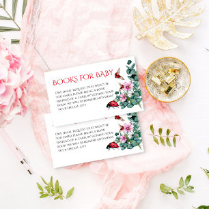 Lady bug kleine dame baby shower boek aanvraag informatiekaartje