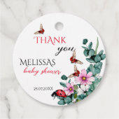 Lady bug kleine dame baby shower gunst bedankjes labels (Voorkant)