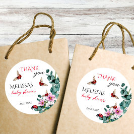 Lady bug kleine dame baby shower gunst ronde sticker