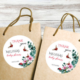 Lady bug kleine dame baby shower gunst ronde sticker