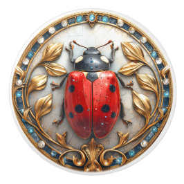 Lady Bug kostbare Pareltjes Elegante gouden blader Keramische Knop