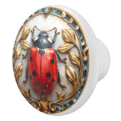 Lady Bug kostbare Pareltjes Elegante gouden blader Keramische Knop (Rechts)