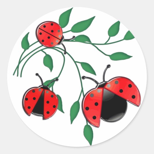 Lady Bug, Lady Bugs Ronde Sticker (Voorkant)