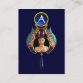 Lady Bug, Lapis, Blue Gemstone Monogram Roze Visitekaartje (Achterkant)