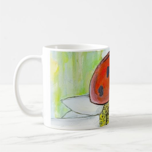 Lady Bug on A Daisy Koffiemok (Links)