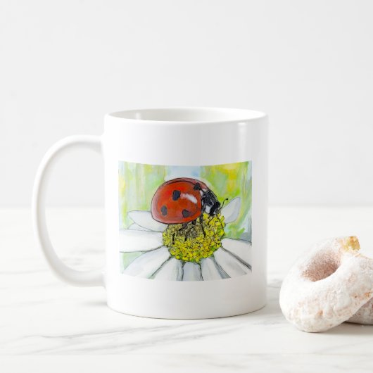 Lady Bug on A Daisy Koffiemok (Met donut)