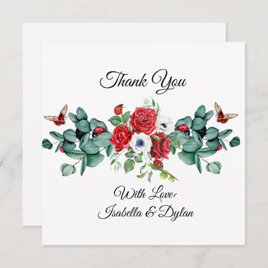 Lady Bug ontwerp Dank u kaart (Voorkant / Achterkant)