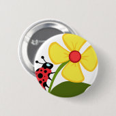 Lady Bug op de Gele Bloem Ronde Button 5,7 Cm (Voorkant /achterkant)