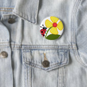 Lady Bug op de Gele Bloem Ronde Button 5,7 Cm (In situ)