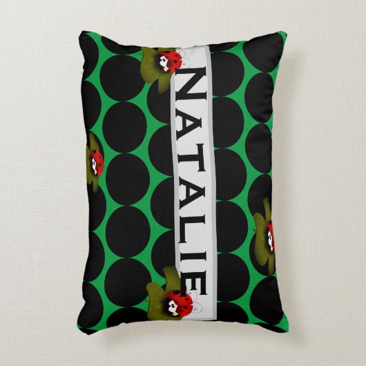 Lady Bug op Lilly Pad accent kussen (Voorkant(Verticaal))