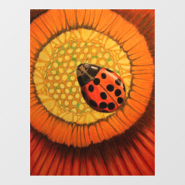 Lady Bug op rode bloem Raamsticker