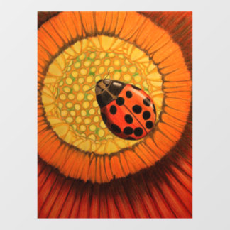 Lady Bug op rode bloem Raamsticker