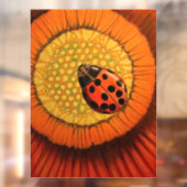 Lady Bug op rode bloem Raamsticker (Vel 2)