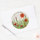 Lady bug op rode papavers met cattails ronde sticker (Envelop)