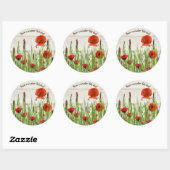 Lady bug op rode papavers met cattails ronde sticker (Vel)
