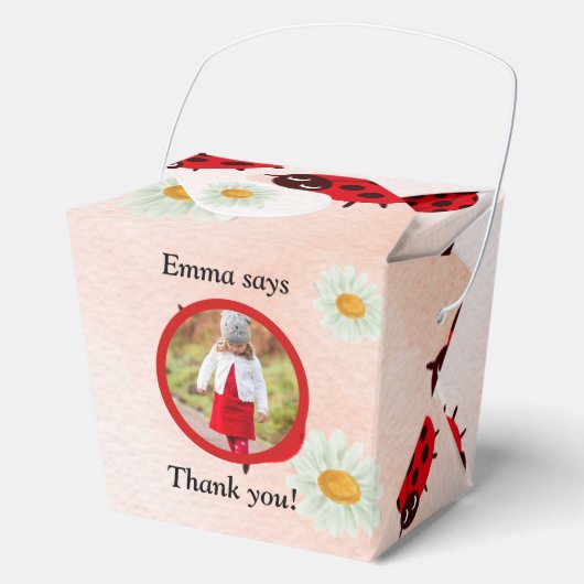 lady bug party photo bedankdoosjes (Voorkant)