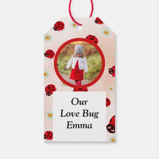 lady bug party photo cadeaulabel (Achterkant)