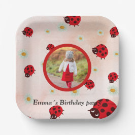 lady bug party photo papieren bordje