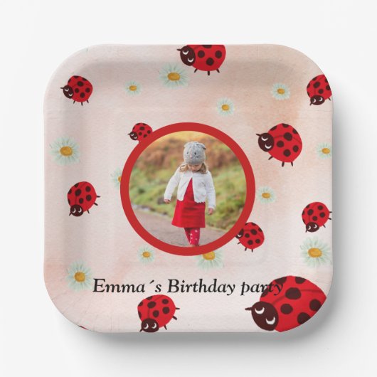 lady bug party photo papieren bordje (Voorkant)