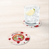 lady bug party photo ronde kartonnen onderzetter (Insitu)