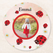 lady bug party photo ronde kartonnen onderzetter (Voorkant)