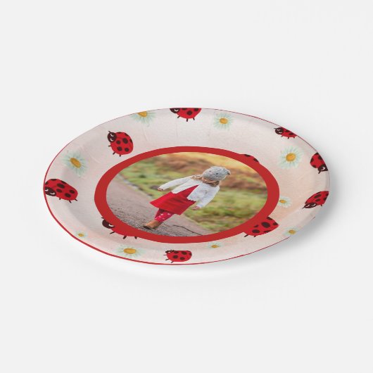 Lady bug photo papieren bordje (Gekanteld)