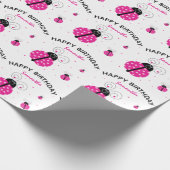 Lady Bug Pink Happy Birthday Cadeaupapier (Hoek)