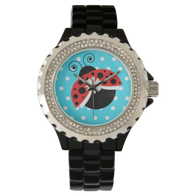 Lady Bug Polka Dot Daisy Polshorloge Ladybug Horloge (Voorkant)
