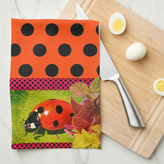 Lady Bug Polka Dots Kitchen Towels Theedoek (Quarter Fold)