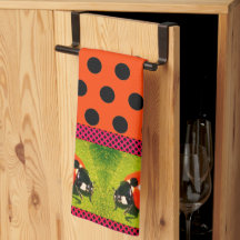 Lady Bug Polka Dots Kitchen Towels