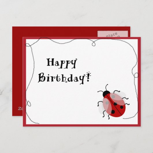 Lady Bug Post Kaart (Voorkant / Achterkant)