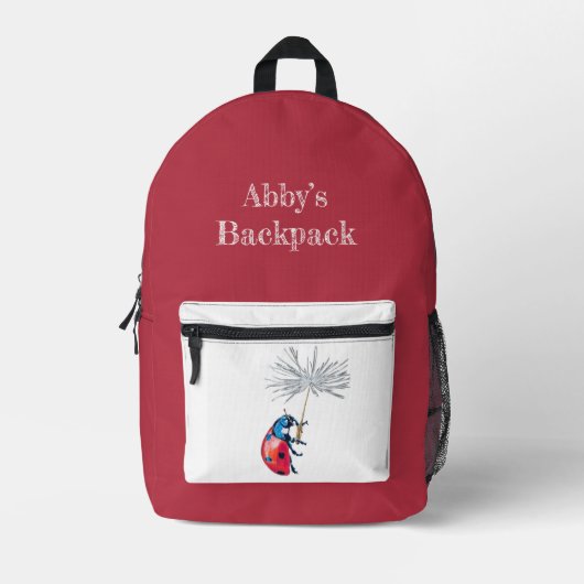 Lady Bug Rugzak met aanpasbare naam (Voorkant)