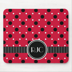 Lady Bug Spots Red Black en White, op maat gemaakt Muismat