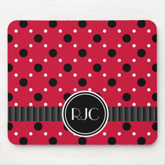 Lady Bug Spots Red Black en White, op maat gemaakt Muismat (Voorkant)