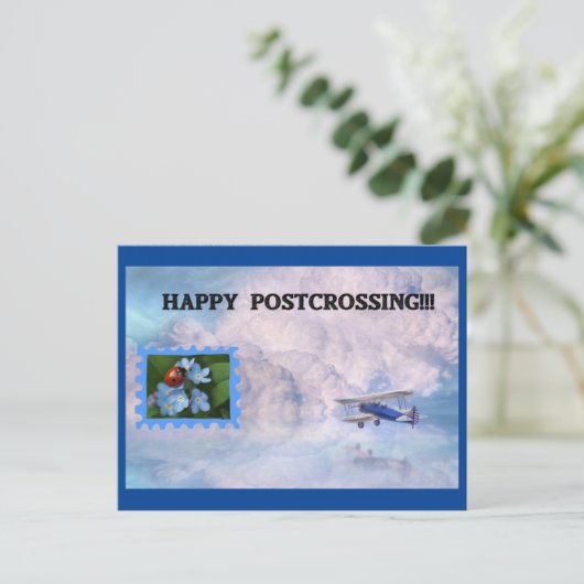 Lady Bug Stamp Airmail Postkruising Briefkaart (Staand voorkant)