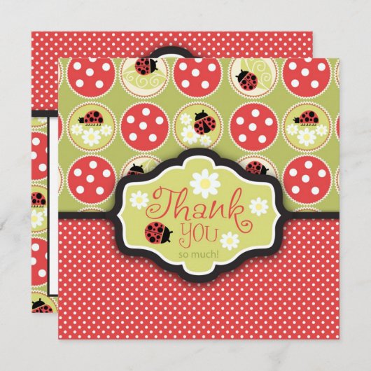 Lady Bug TY Square Bedankkaart (Voorkant / Achterkant)
