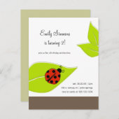 Lady Bug uitnodiging voor verjaardag (Voorkant / Achterkant)