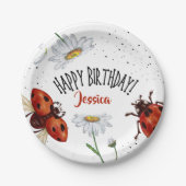 Lady Bug Verjaardag Tuin Party Papieren Bordje (Voorkant)