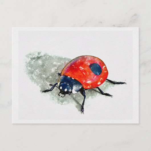 Lady Bug Waterverf Briefkaart (Voorkant)