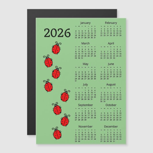 Lady Bugs 2026 Calendar Magnetic Card (Voorkant / Achterkant)