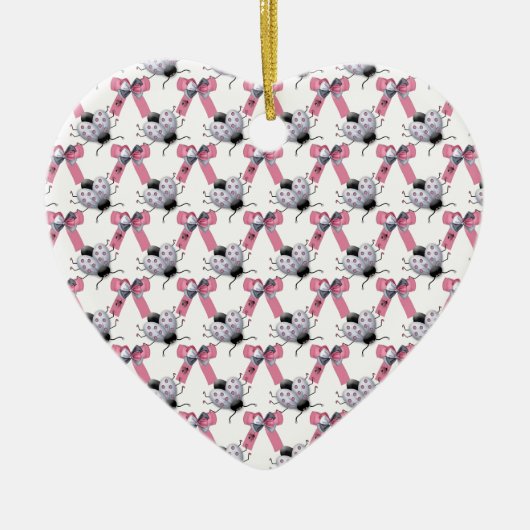 Lady Bugs en bogen Keramisch Ornament (Voorkant)
