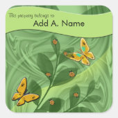 Lady Bugs en Butterflies in de groene Sjabloon Vierkante Sticker (Voorkant)