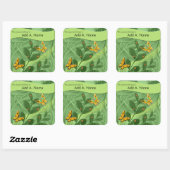 Lady Bugs en Butterflies in de groene Sjabloon Vierkante Sticker (Vel)