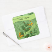 Lady Bugs en Butterflies in de groene Sjabloon Vierkante Sticker (Envelop)