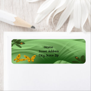 Lady Bugs en Butterflies on Green personaliseren Etiket