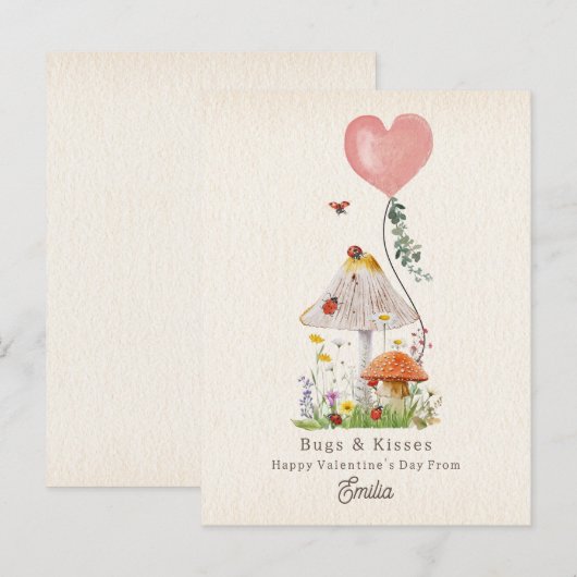 Lady Bugs & Kisses Klaslokaal Valentijn Briefkaart (Voorkant / Achterkant)